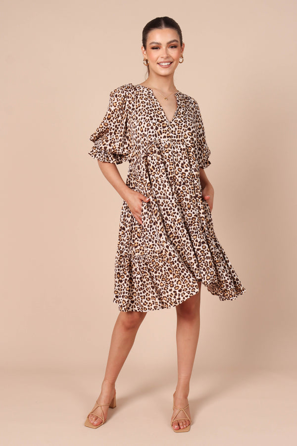 DRESSES @Trishna Mini Dress - Animal Print