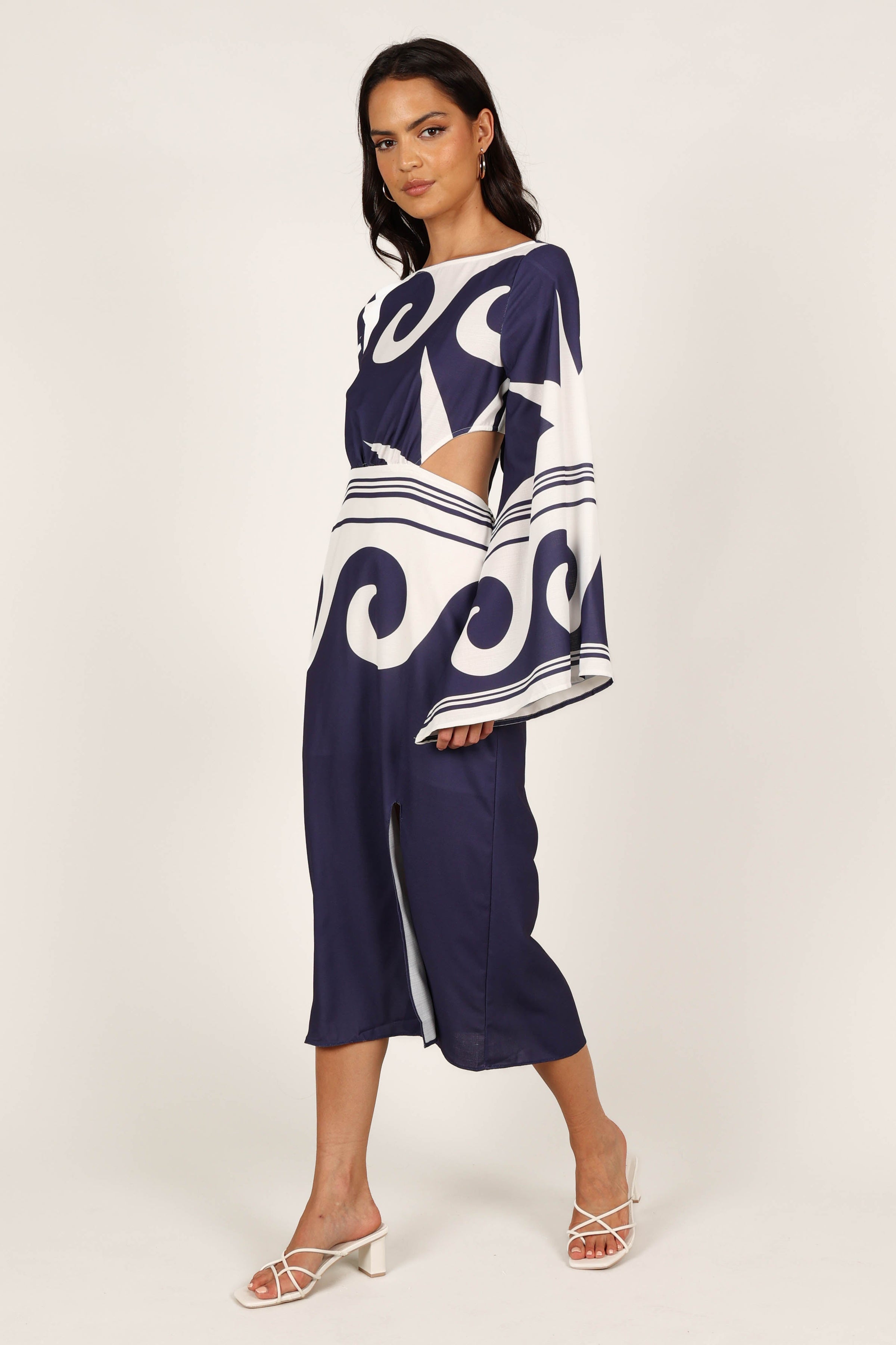 DRESSES @Vella Midi Dress - Navy/White