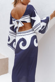 DRESSES Vella Midi Dress - Navy/White
