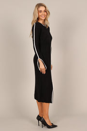 DRESSES @Vinnie Long Sleeve Midi Dress - Black
