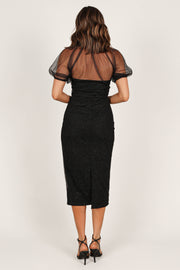 DRESSES @Wednesday Midi Dress - Black Sparkle