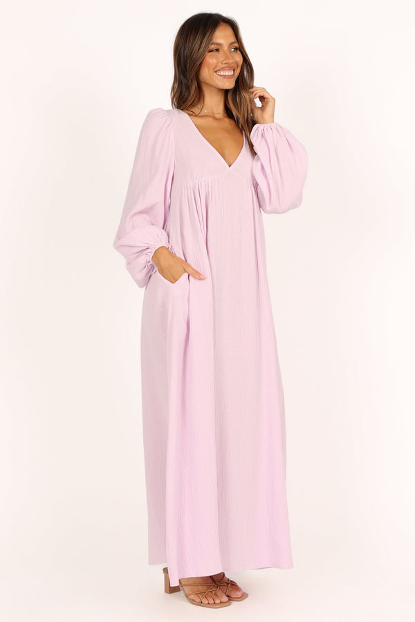 DRESSES @Willow Long Sleeve Maxi Dress - Lilac