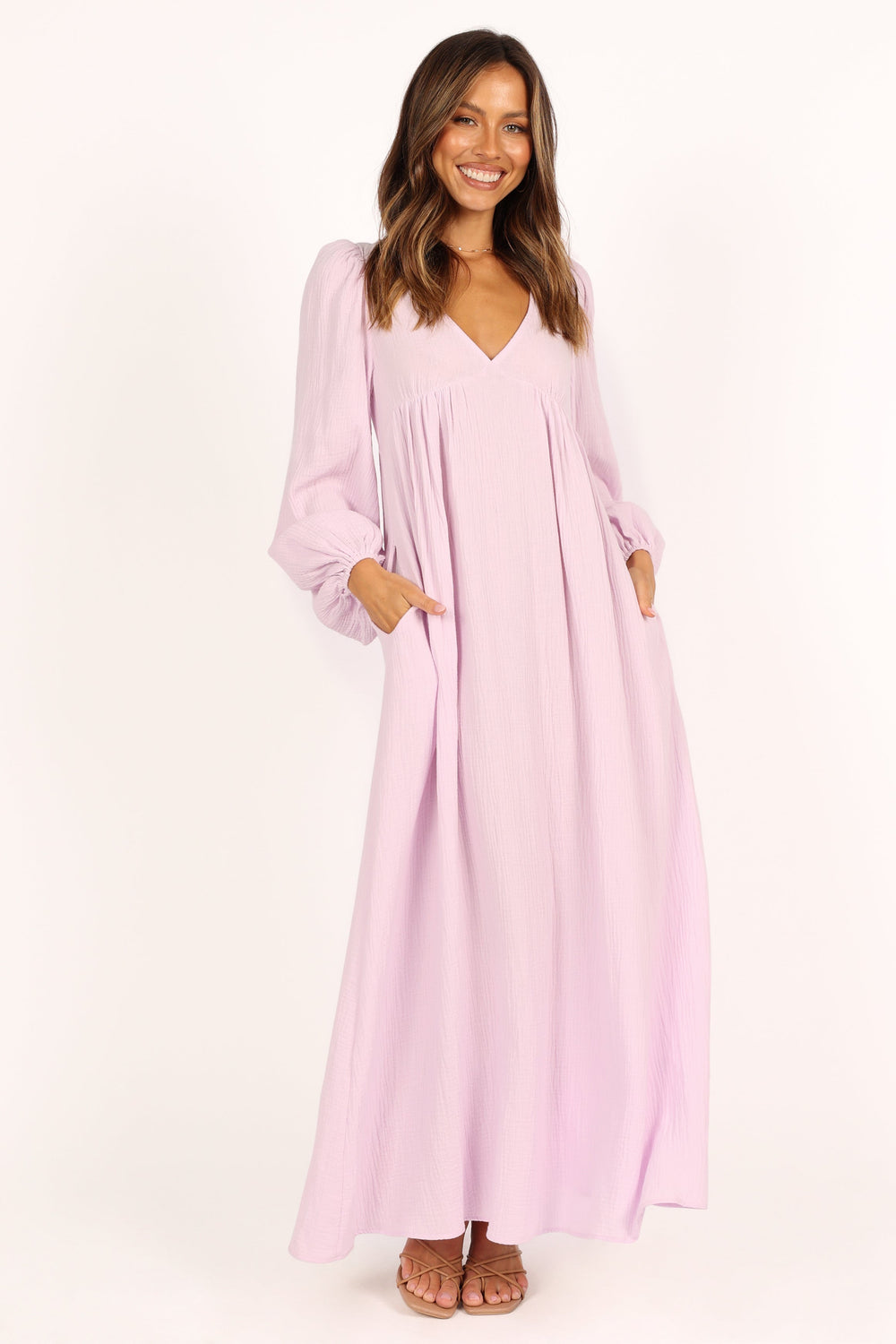 DRESSES @Willow Long Sleeve Maxi Dress - Lilac