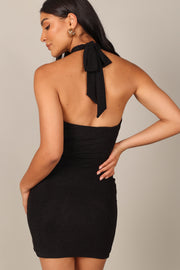 DRESSES @Xenia Halterneck Mini Dress - Black Sparkle