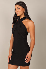 DRESSES @Xenia Halterneck Mini Dress - Black Sparkle