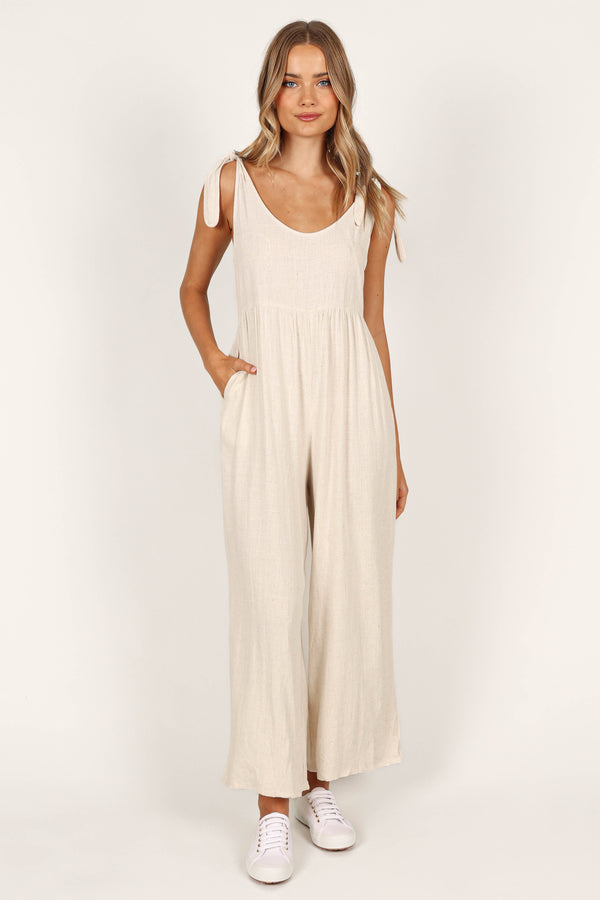 JUMPSUITS @Ayla Linen Jumpsuit - Oatmeal