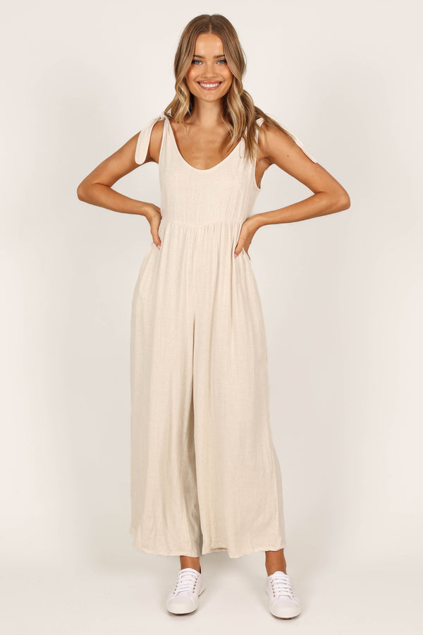 JUMPSUITS @Ayla Linen Jumpsuit - Oatmeal