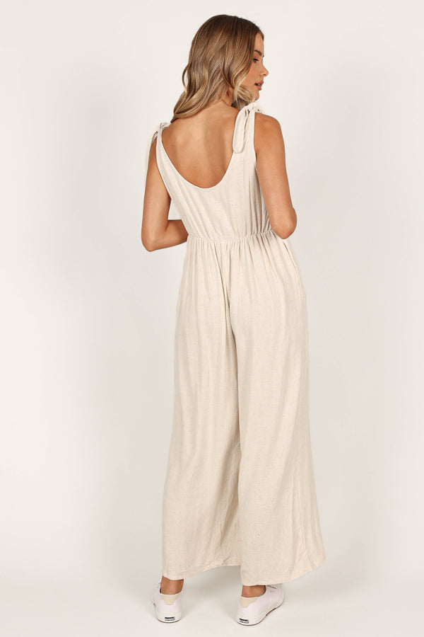 JUMPSUITS @Ayla Linen Jumpsuit - Oatmeal