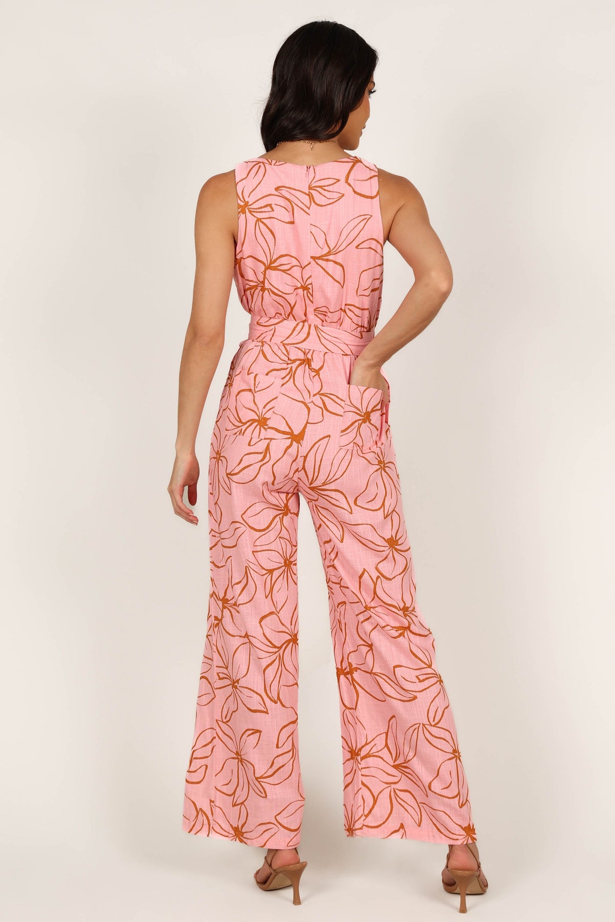 JUMPSUITS @Georgia Wide Leg Jumpsuit - Pink Floral