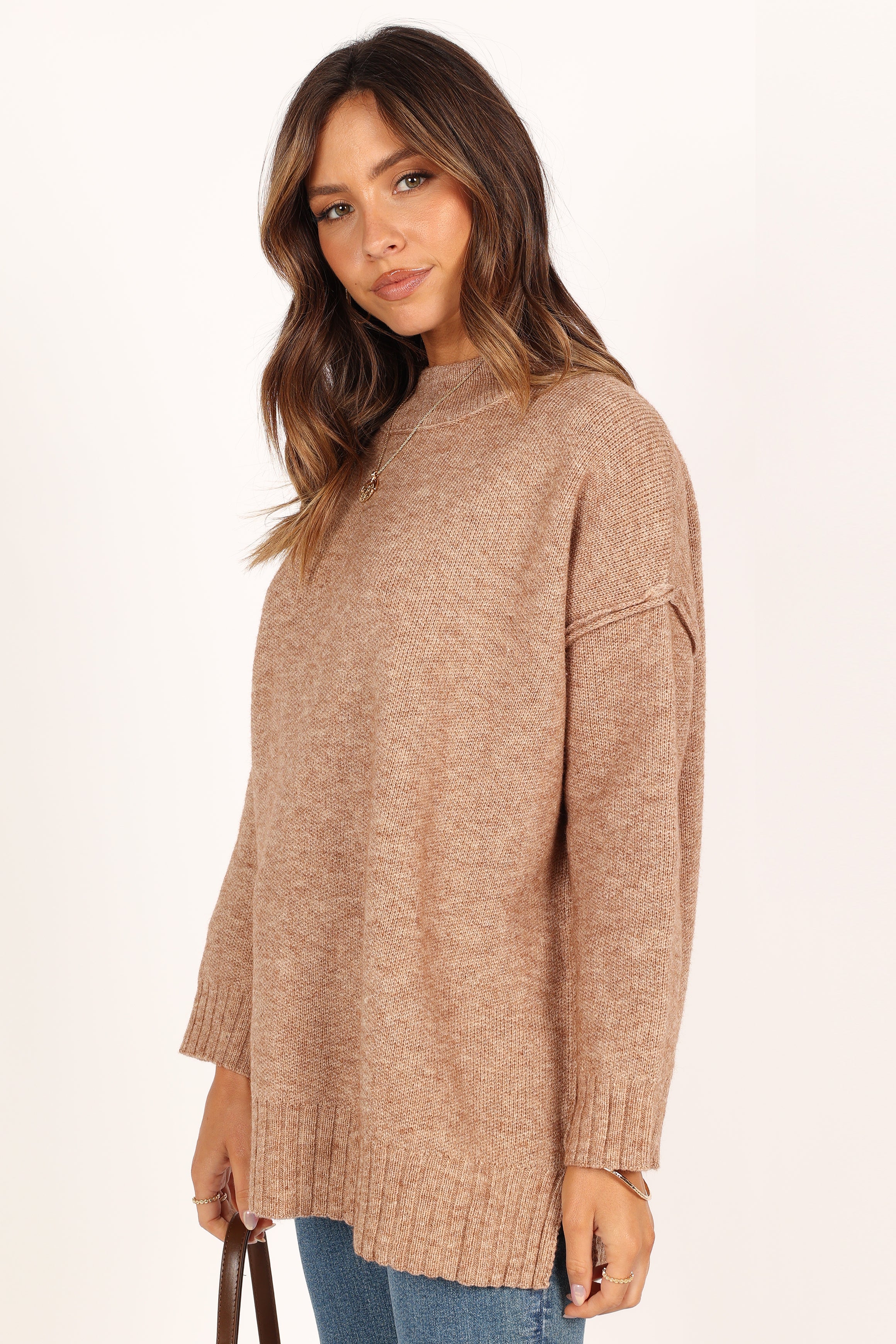 KNITWEAR @Alisa Mockneck Knit Sweater - Mocha (waiting on bulk)