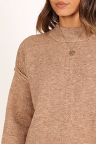 KNITWEAR @Alisa Mockneck Knit Sweater - Mocha (waiting on bulk)