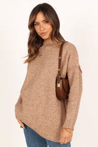 KNITWEAR @Alisa Mockneck Knit Sweater - Mocha (waiting on bulk)