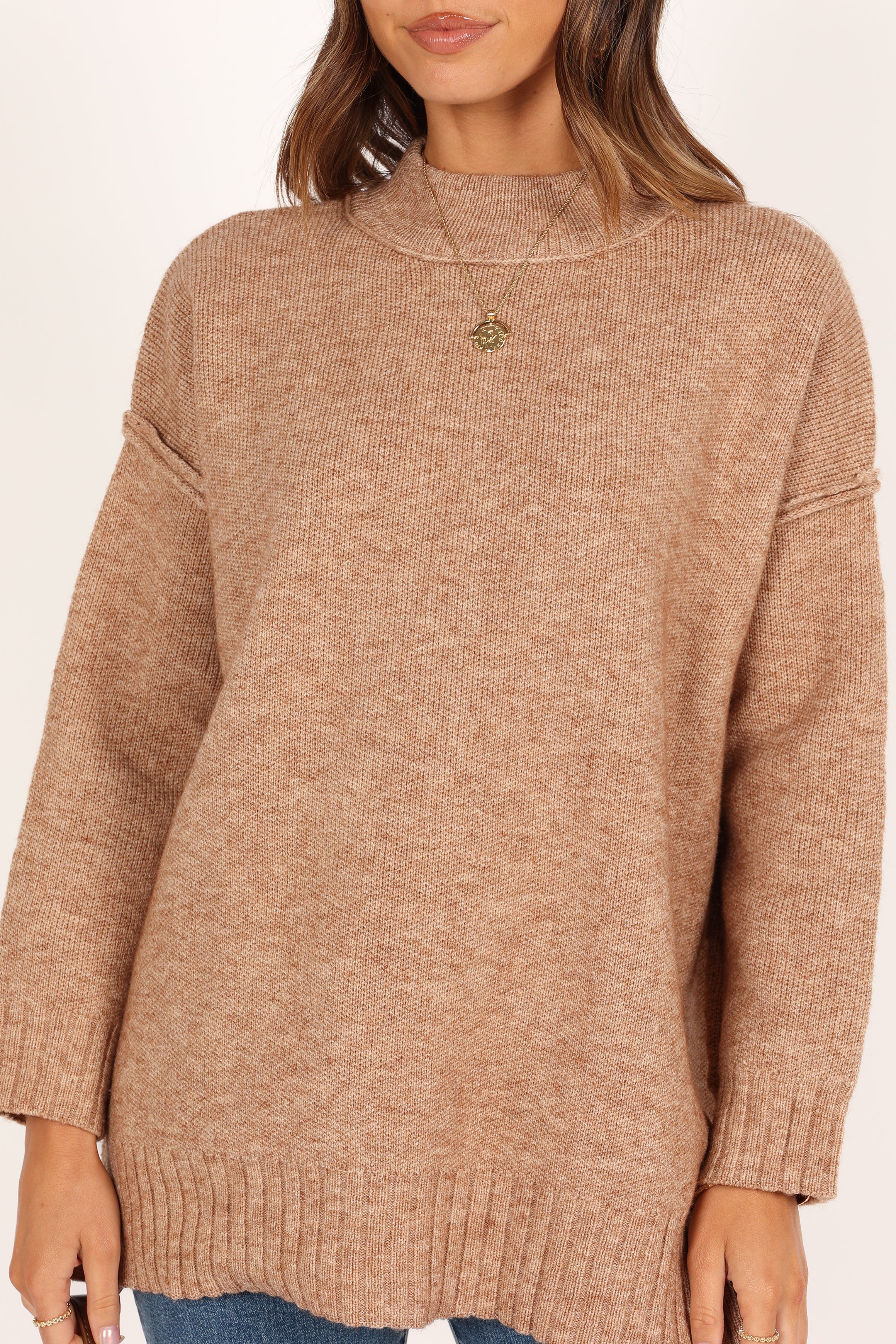KNITWEAR @Alisa Mockneck Knit Sweater - Mocha (waiting on bulk)