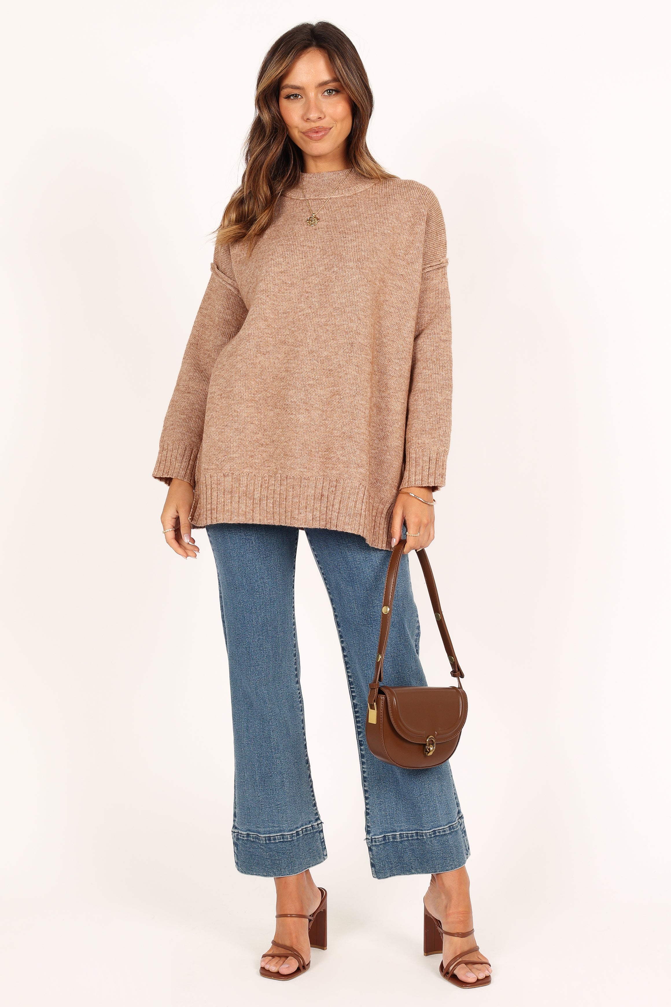 KNITWEAR @Alisa Mockneck Knit Sweater - Mocha (waiting on bulk)