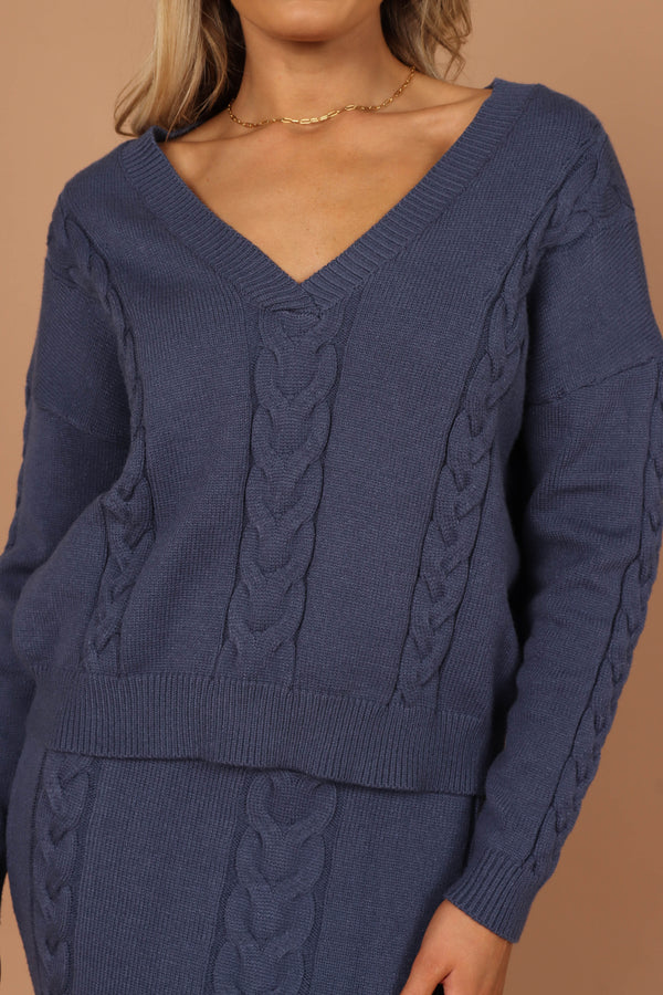 KNITWEAR Aspen Cable Knit Sweater - Midnight Blue