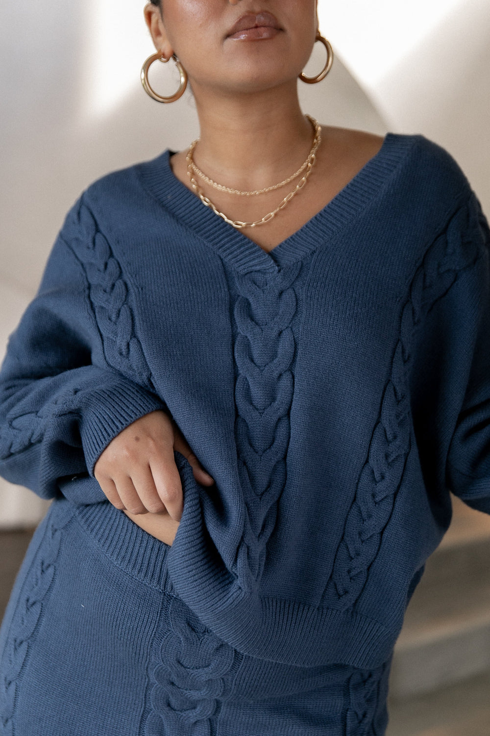 KNITWEAR Aspen Cable Knit Sweater - Midnight Blue
