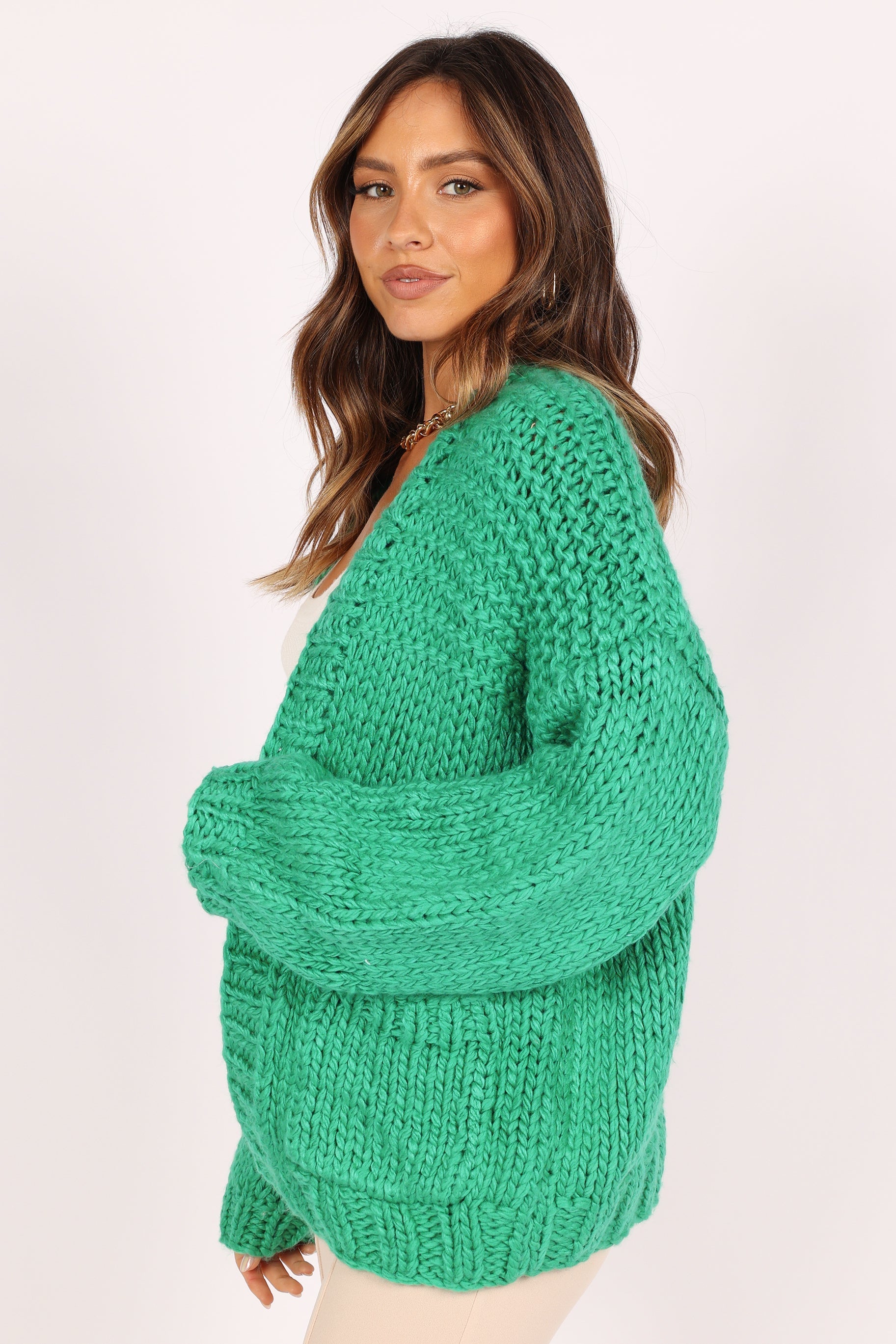 KNITWEAR @Cara Handknit Cardigan - Green