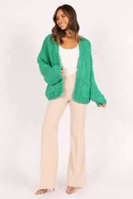 KNITWEAR @Cara Handknit Cardigan - Green