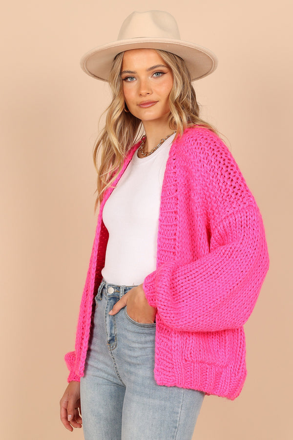 KNITWEAR @Cara Oversized Handknit Knit Sweater - Hot Pink