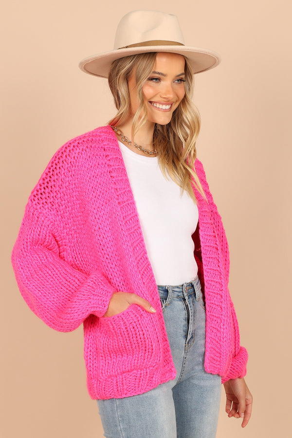 KNITWEAR @Cara Oversized Handknit Knit Sweater - Hot Pink