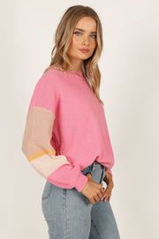 Knitwear @Clover Colorblock Bell Sleeve Knit Sweater - Pink (waiting on bulk)