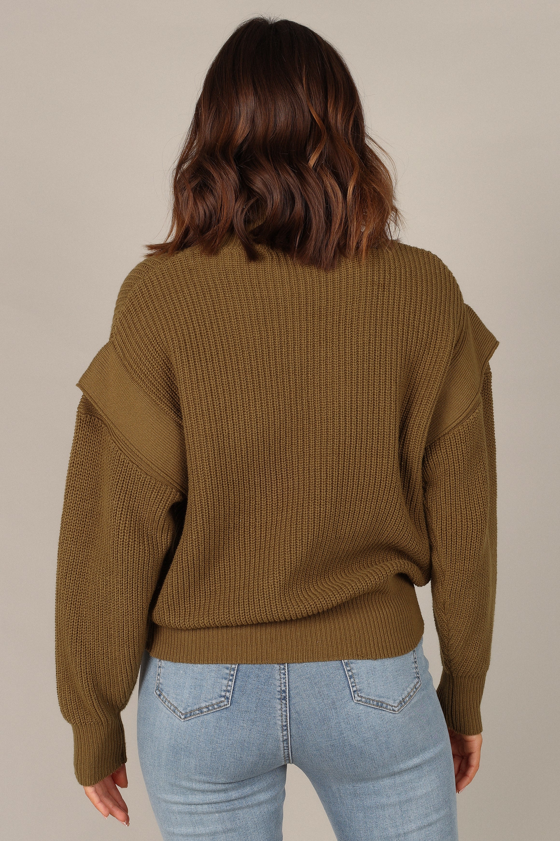KNITWEAR @Cynthia Mock Neck Knit Sweater - Olive