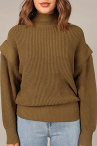 KNITWEAR @Cynthia Mock Neck Knit Sweater - Olive