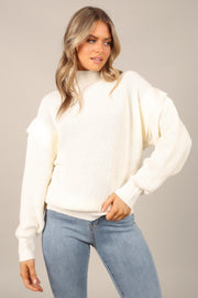 KNITWEAR Cynthia Mock Neck Knit Sweater - White