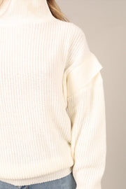 KNITWEAR Cynthia Mock Neck Knit Sweater - White