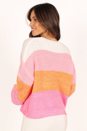 KNITWEAR @Danielle Knit Sweater - Pink Stripe