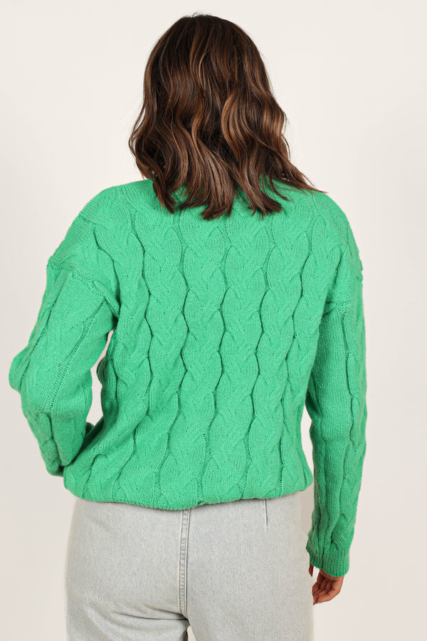 Knitwear @Elena Thick Cable Knit Sweater - Kelly Green (waiting on bulk)