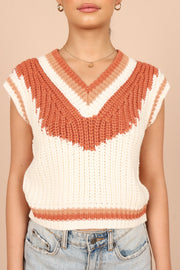KNITWEAR @Halle Vneck Knit Sweater Vest - Ivory