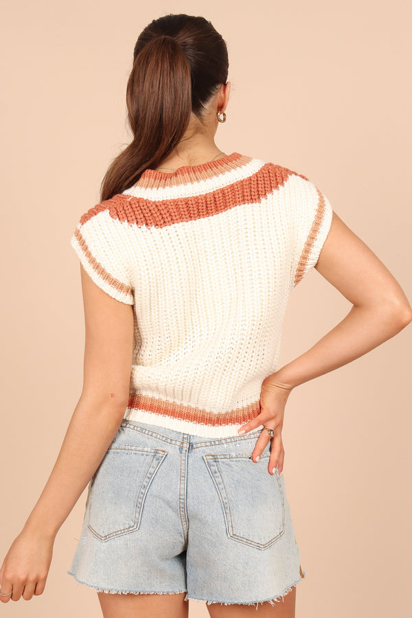 KNITWEAR @Halle Vneck Knit Sweater Vest - Ivory