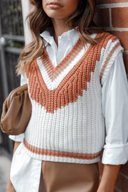 KNITWEAR @Halle Vneck Knit Sweater Vest - Ivory