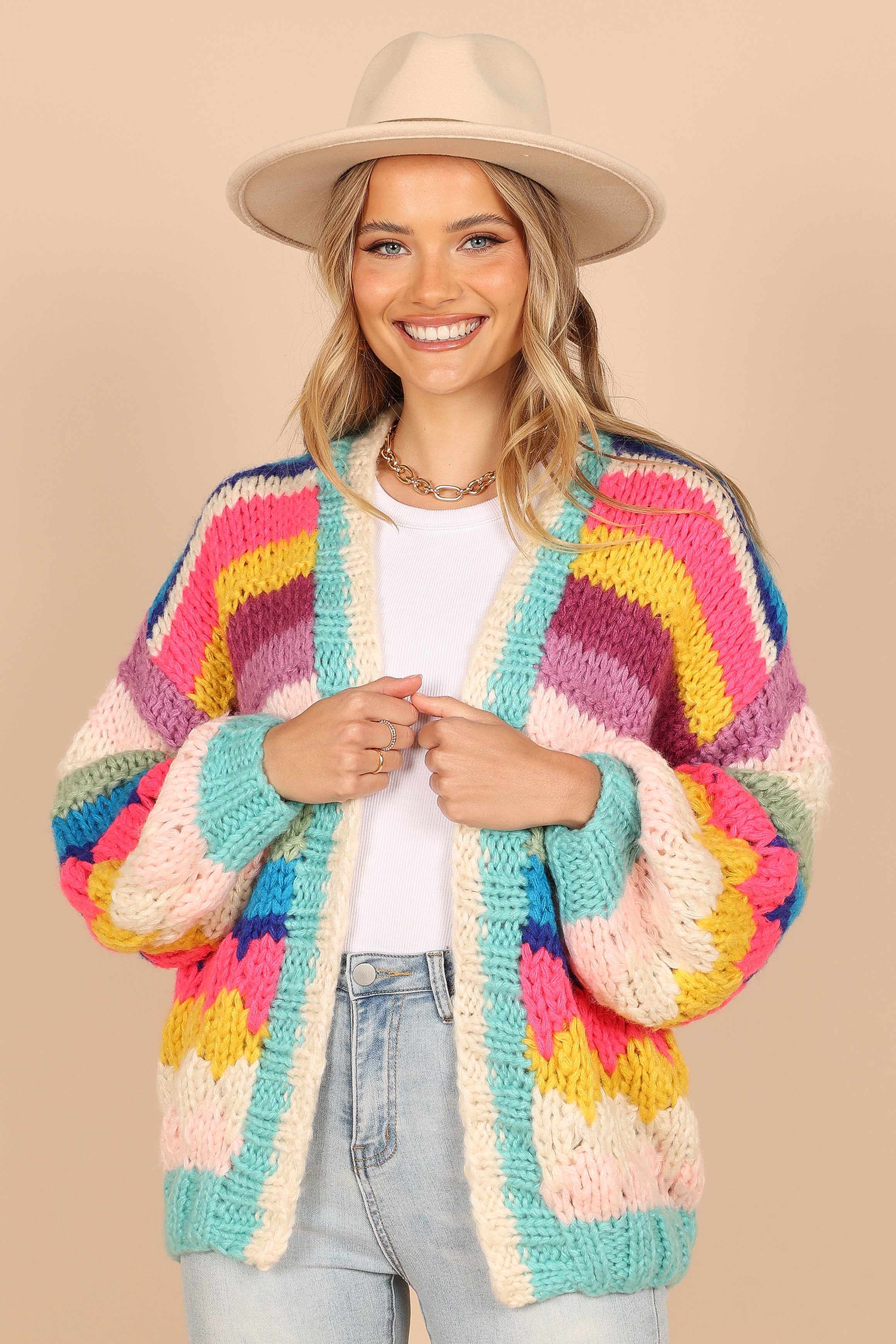 KNITWEAR @Jennifer Oversized Striped Handknit Knit Sweater - Multi