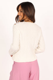 Knitwear @Jessie Lace Detail Knit Sweater - White