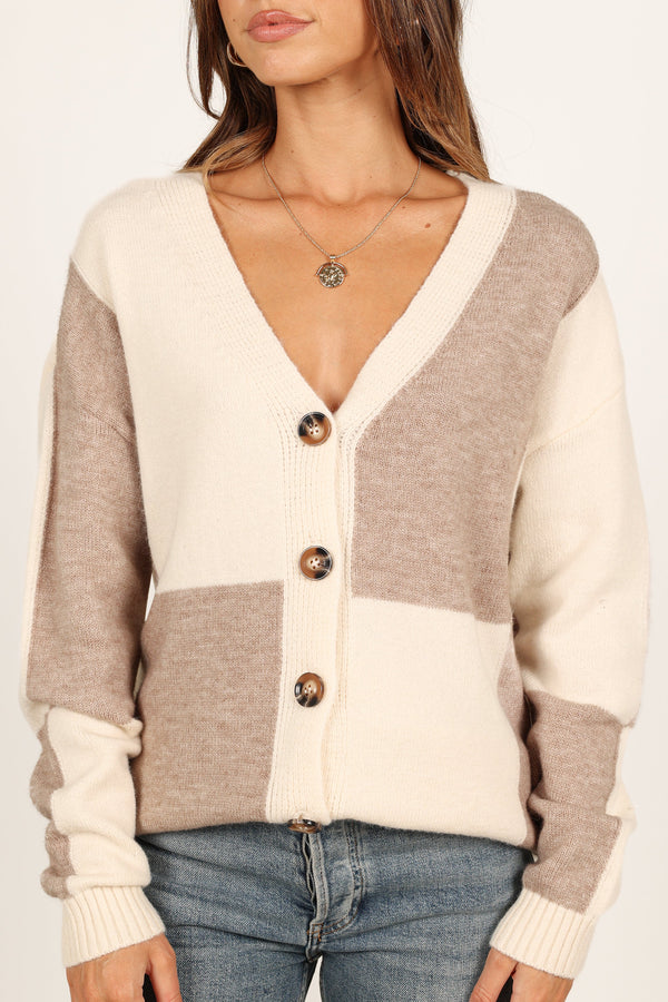 Knitwear @Millie Large Check Cardigan - Multi