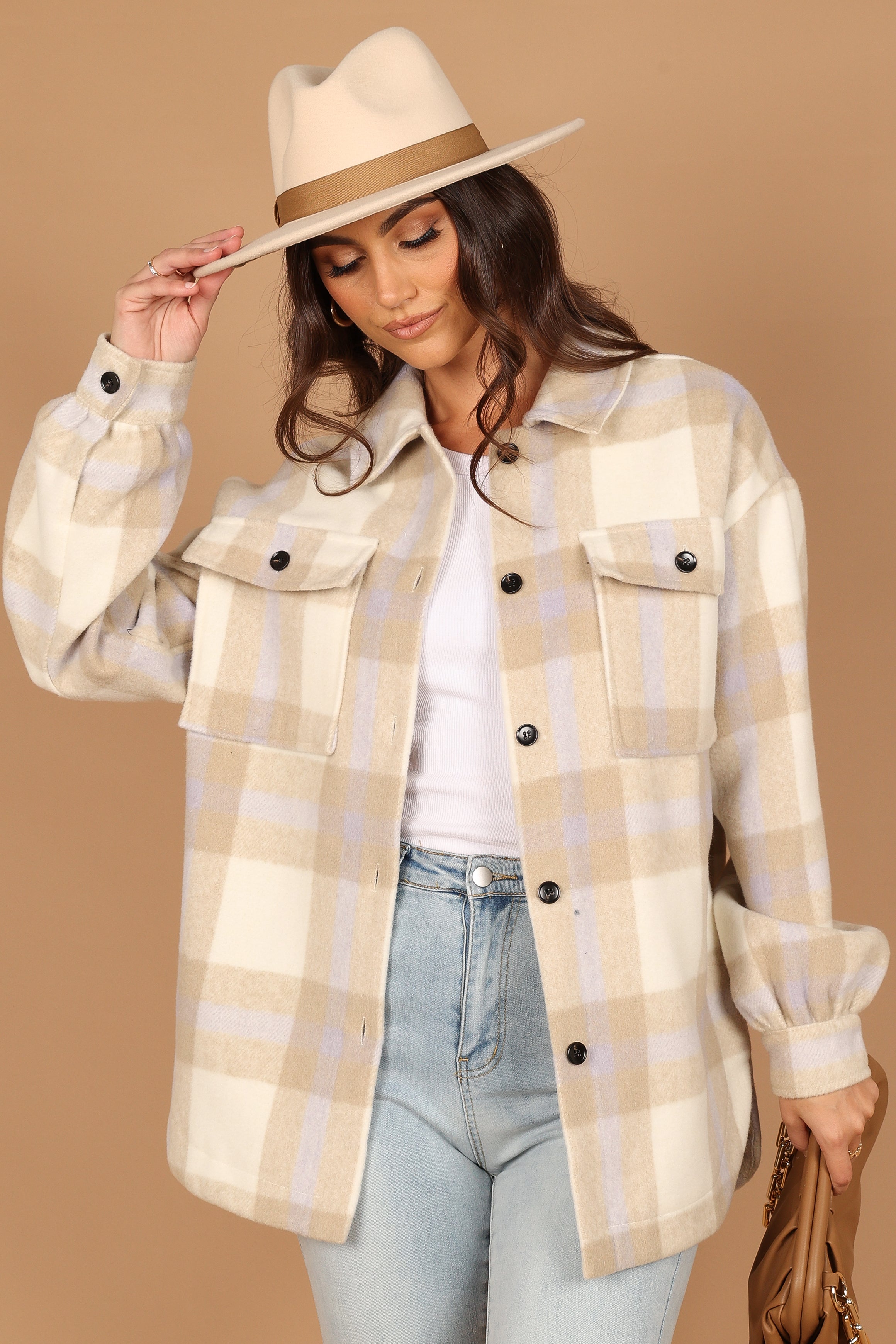 Outerwear @Alex Double-Breasted Pocket Shacket - Cream Check