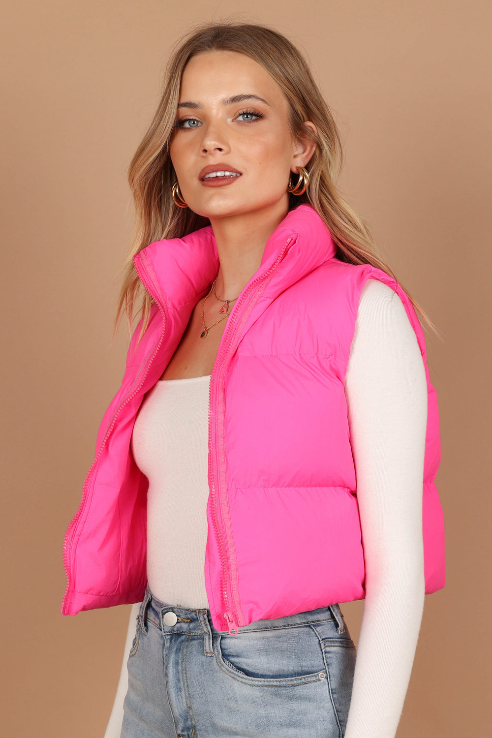 Outerwear @Aria Puffer Vest - Pink