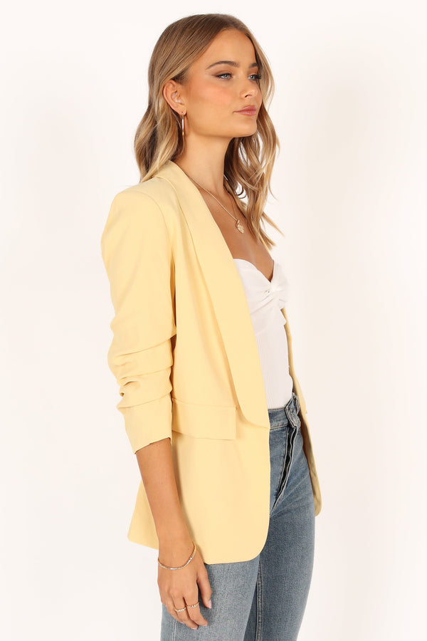 OUTERWEAR @Beth Open Front Slouch Sleeve Blazer - Butter Yellow