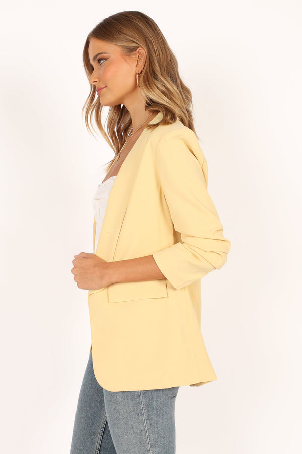 OUTERWEAR @Beth Open Front Slouch Sleeve Blazer - Butter Yellow