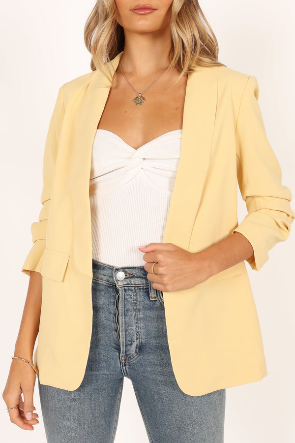 OUTERWEAR @Beth Open Front Slouch Sleeve Blazer - Butter Yellow