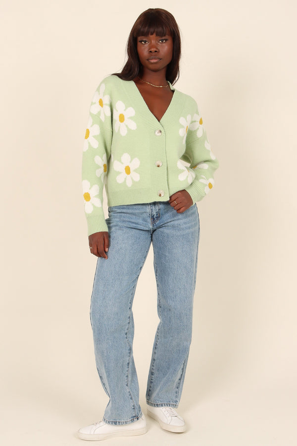 OUTERWEAR *Daisy Cardigan - Green (waiting on bulk)