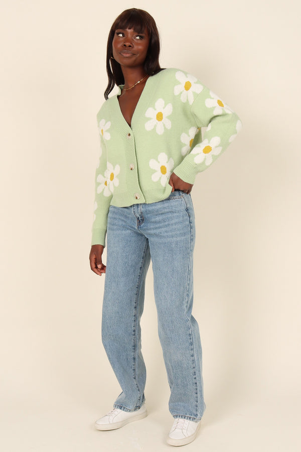 OUTERWEAR *Daisy Cardigan - Green (waiting on bulk)