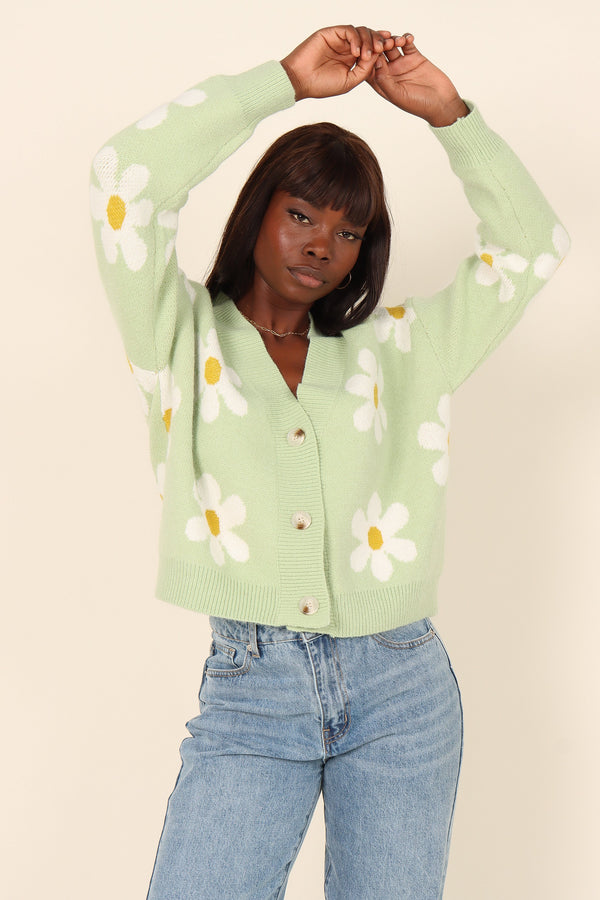 OUTERWEAR *Daisy Cardigan - Green (waiting on bulk)