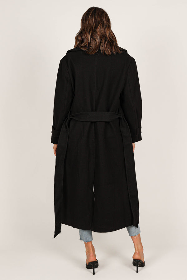 OUTERWEAR @Emersyn Tie Front Coat - Black