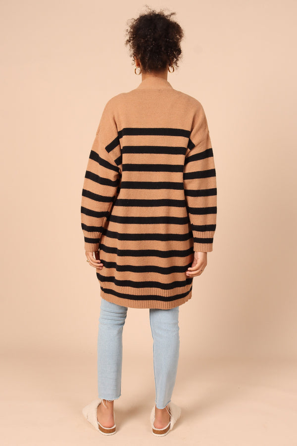 OUTERWEAR Julie Cardigan - Tan Stripe