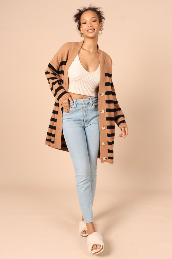 OUTERWEAR Julie Cardigan - Tan Stripe