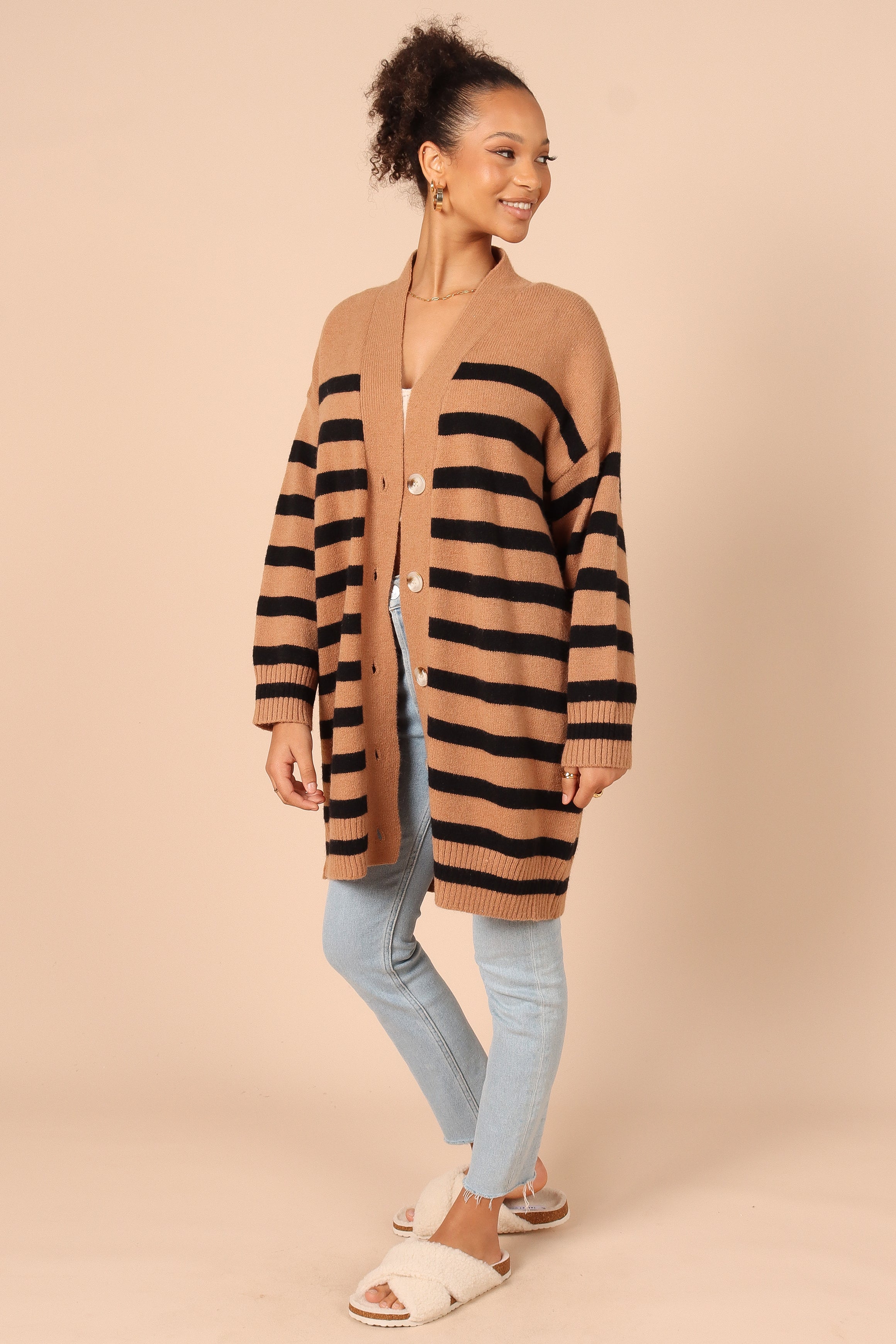 OUTERWEAR Julie Cardigan - Tan Stripe
