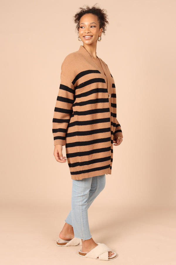 OUTERWEAR Julie Cardigan - Tan Stripe